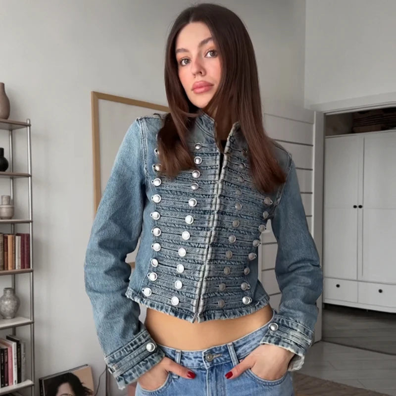 Cardiganko Cropped Denim Jacket – Vintage Street Cool